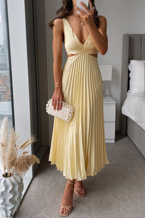 Amelise | Pleated Cut-Out Maxi Dress
