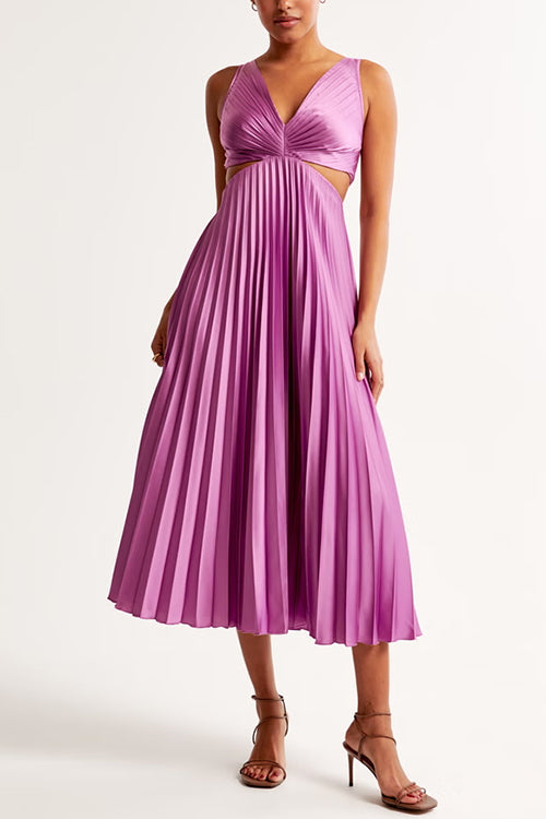 Amelise | Pleated Cut-Out Maxi Dress