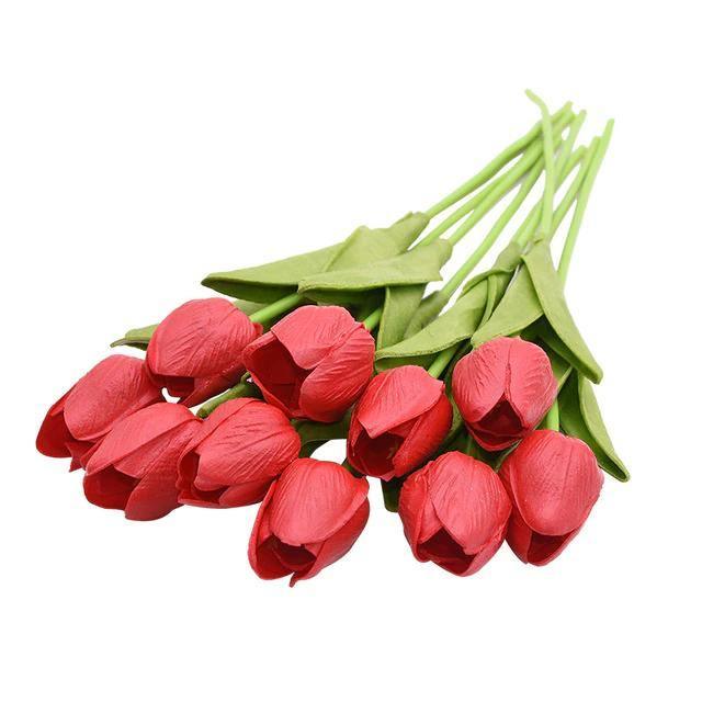 10-Piece Fake Tulips Silk Flowers