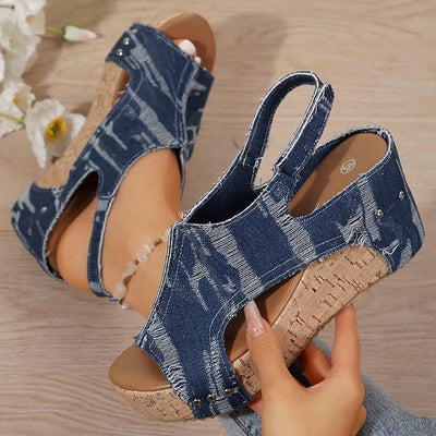 Shoreditch Denim Wedges