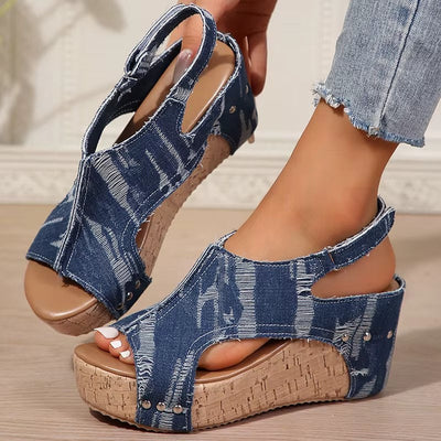 Shoreditch Denim Wedges
