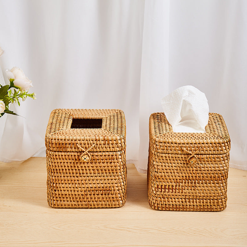 Emly Rattan Square Tissue Box