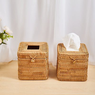 Emly Rattan Square Tissue Box