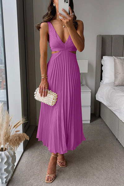 Amelise | Pleated Cut-Out Maxi Dress