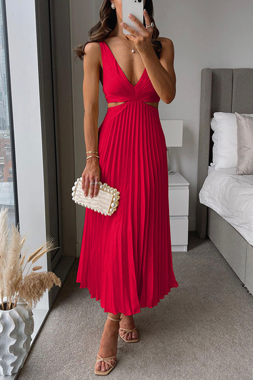 Amelise | Pleated Cut-Out Maxi Dress