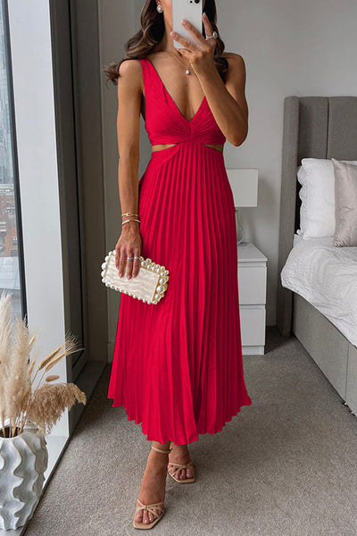 Amelise | Pleated Cut-Out Maxi Dress