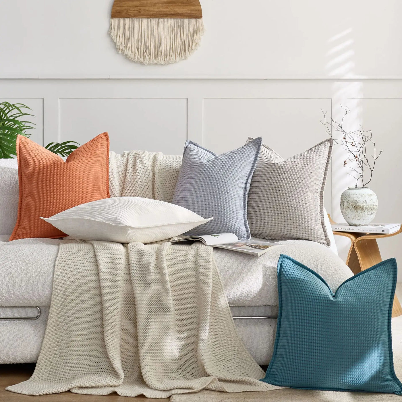 Waffle Textured Pillow Cover