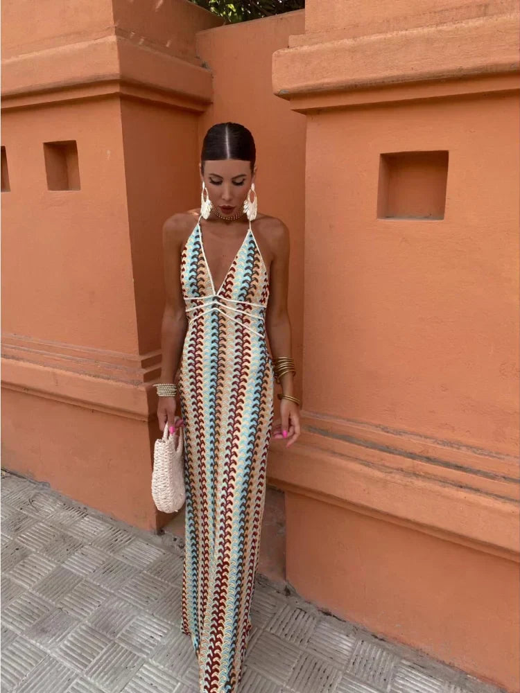 Roxanne | Halter Dress with Exposed Back