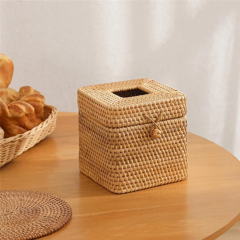 Emly Rattan Square Tissue Box