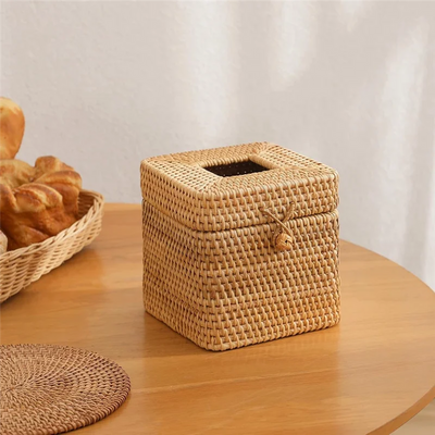 Emly Rattan Square Tissue Box
