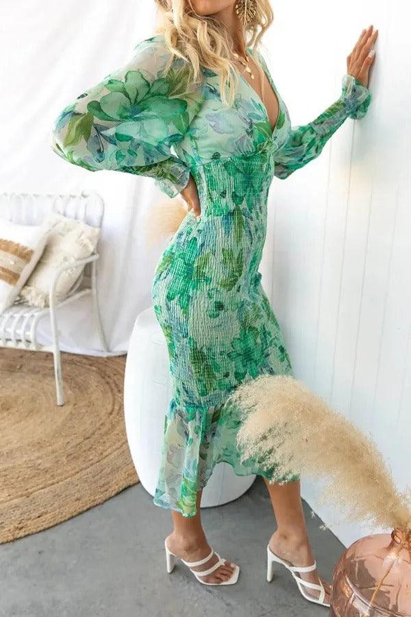 Melissa | Midi Dress with Floral Ruffles