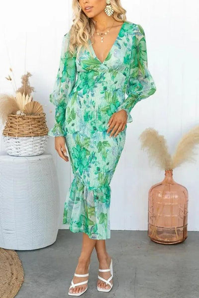 Melissa | Midi Dress with Floral Ruffles