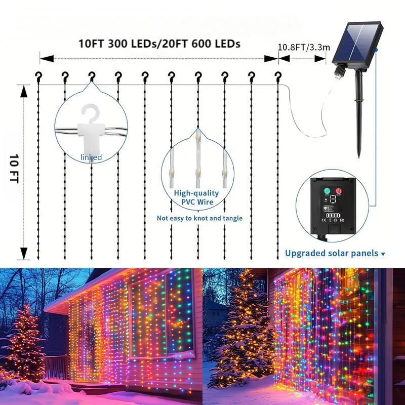 ClausCurtain™ Solar Holiday Lights
