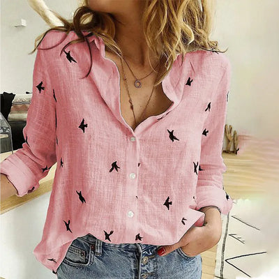 Kaia | Bird Print Long Sleeve Shirt