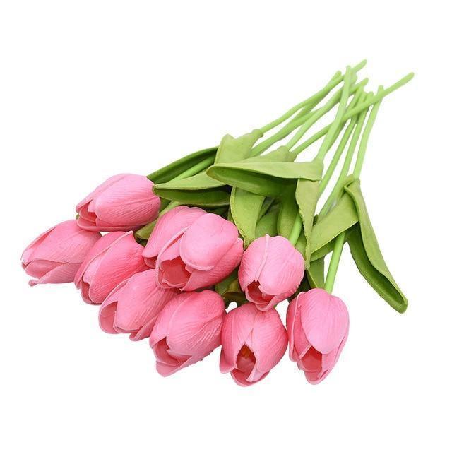 10-Piece Fake Tulips Silk Flowers