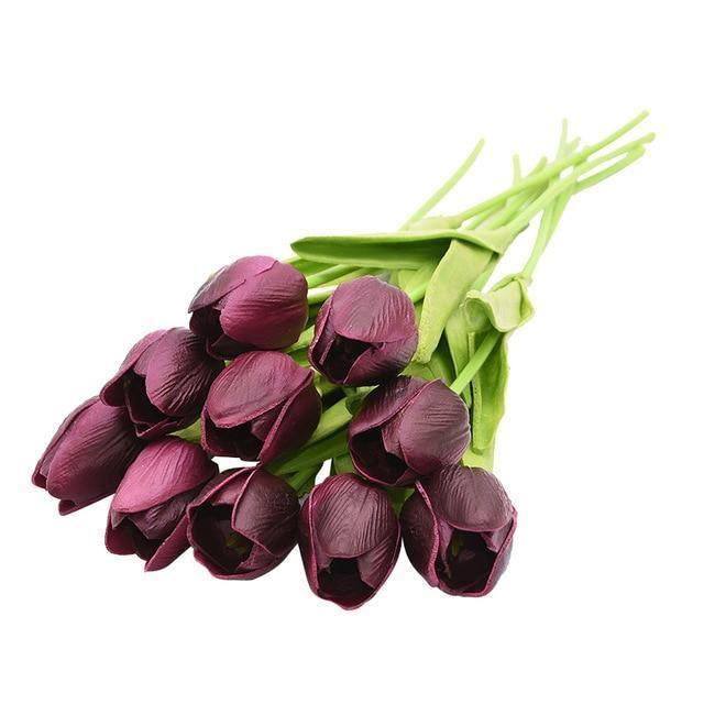 10-Piece Fake Tulips Silk Flowers