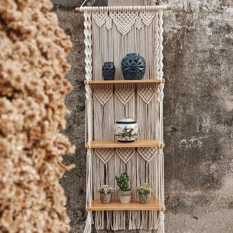3-Level Macrame Hanging Shelves