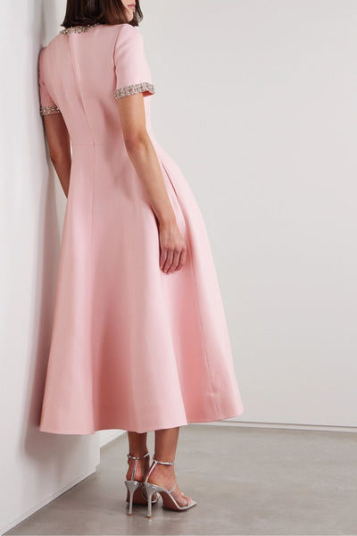 Zoe | Midi Dress with Bowknot and Crystal Accents